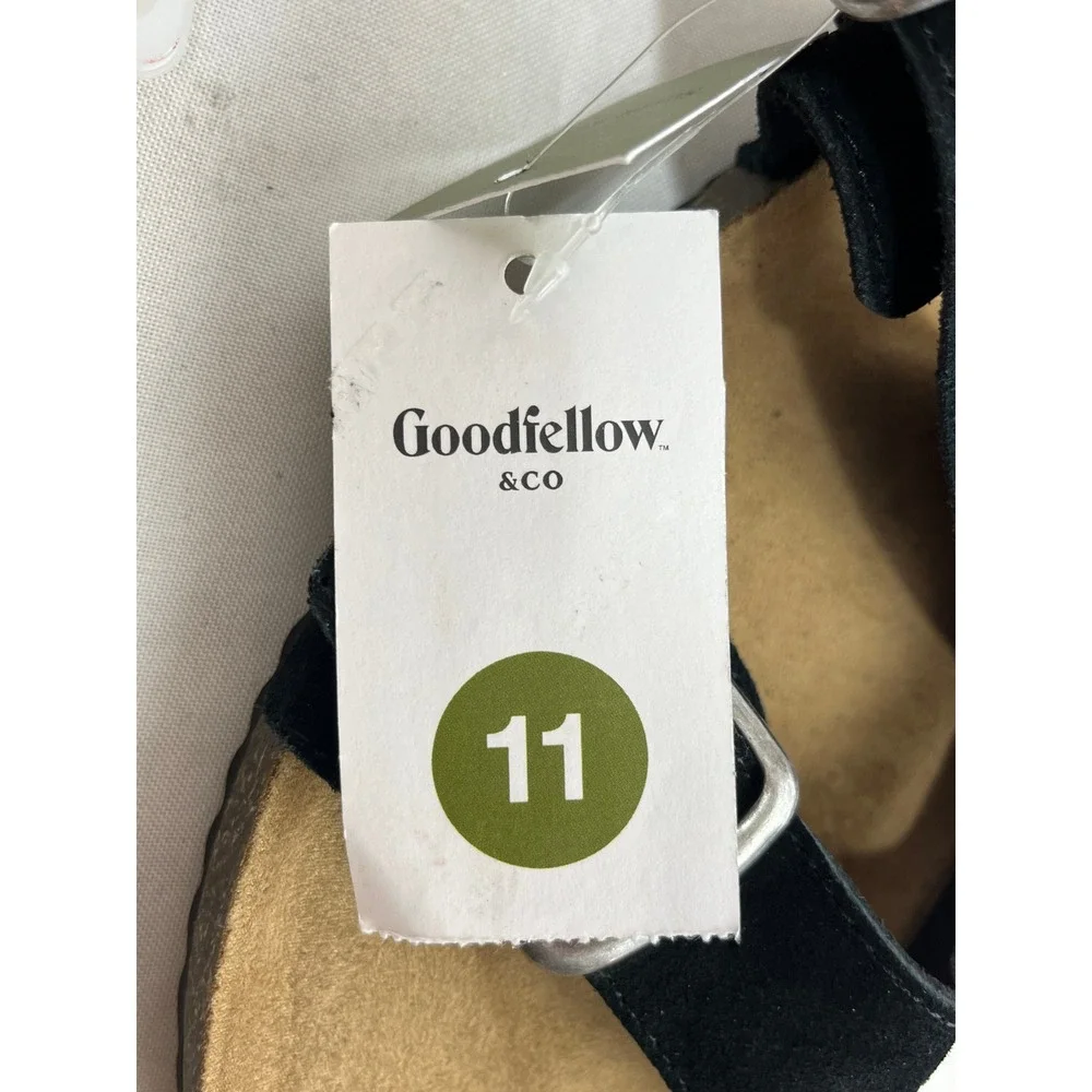 Goodfellow & Co Mens Black Two Strap Buckle Slide Sandals Size 11 New